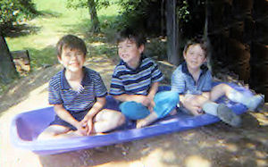 Sled on dirt hills in the country all year long with plastic sleds.