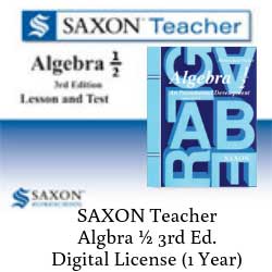 Saxon Teacher Algebra 1/2 Digital 1-Year Subscription.
