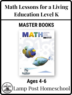 Master Books Math Lessons for a Living Education Kindergarten.